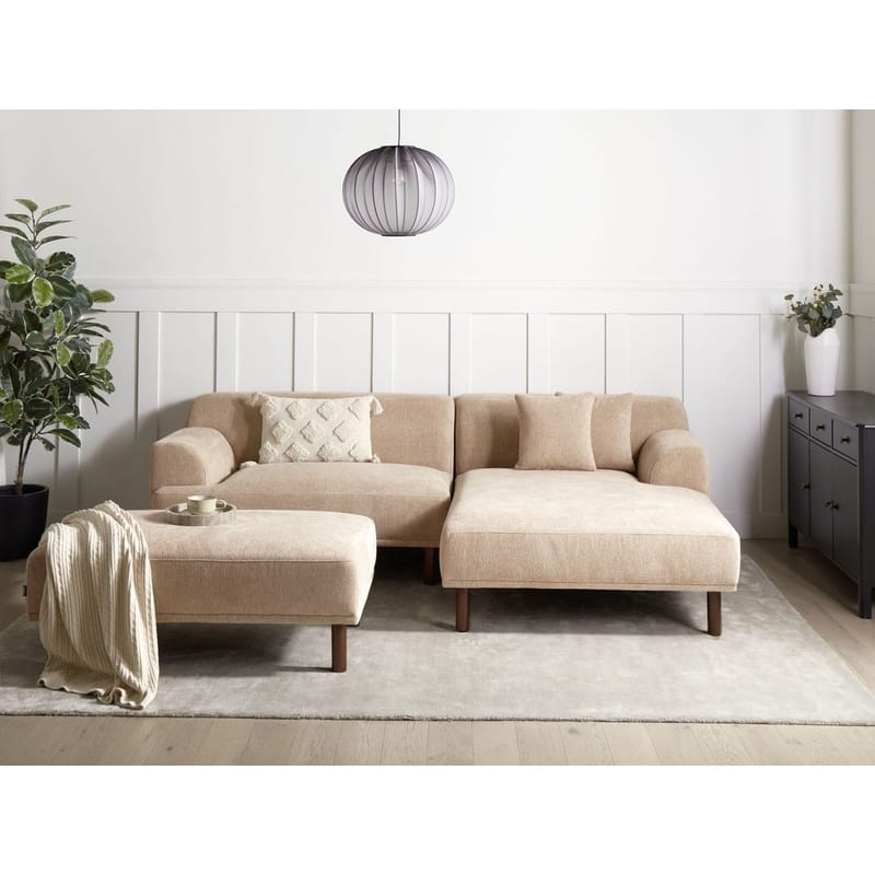 Hjørnesofa med fotskammel Holt - Beige, brun/polyester - Møbler - Sofaer - Hjørnesofa - Hjørnesofa med divan