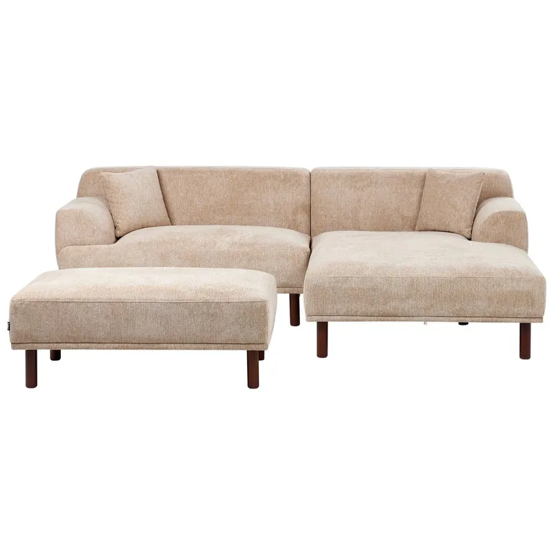 Hjørnesofa med fotskammel Holt - Beige, brun/polyester - Møbler - Sofaer - Hjørnesofa - Hjørnesofa med divan