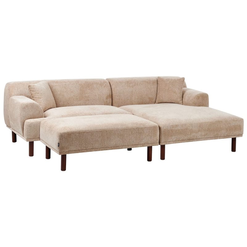 Hjørnesofa med fotskammel Holt - Beige, brun/polyester - Møbler - Sofaer - Hjørnesofa - Hjørnesofa med divan