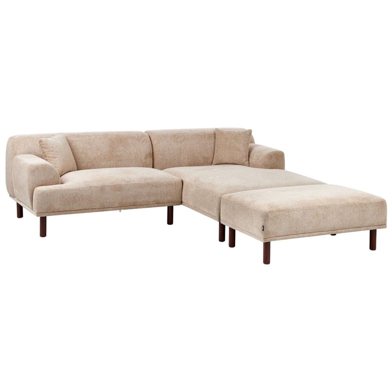 Hjørnesofa med fotskammel Holt - Beige, brun/polyester - Møbler - Sofaer - Hjørnesofa - Hjørnesofa med divan