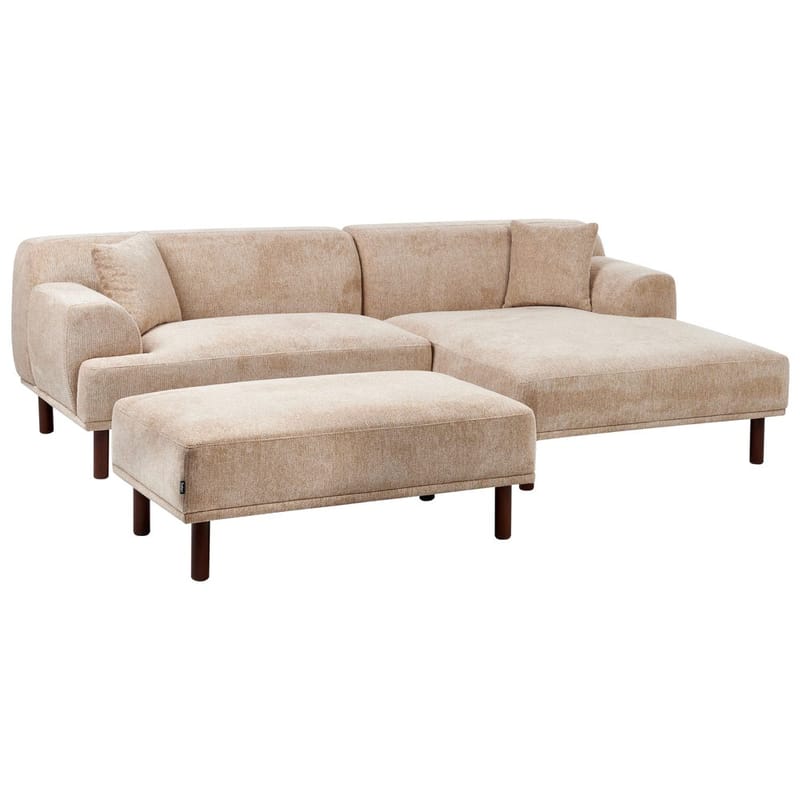 Hjørnesofa med fotskammel Holt - Beige, brun/polyester - Møbler - Sofaer - Hjørnesofa - Hjørnesofa med divan