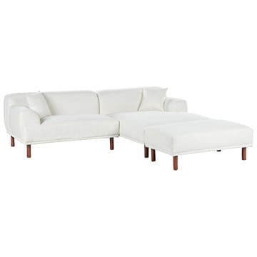 Hjørnesofa med fotskammel Holt - Hvit, brun/Bouclé - Møbler - Sofaer - Sofa med sjeselong