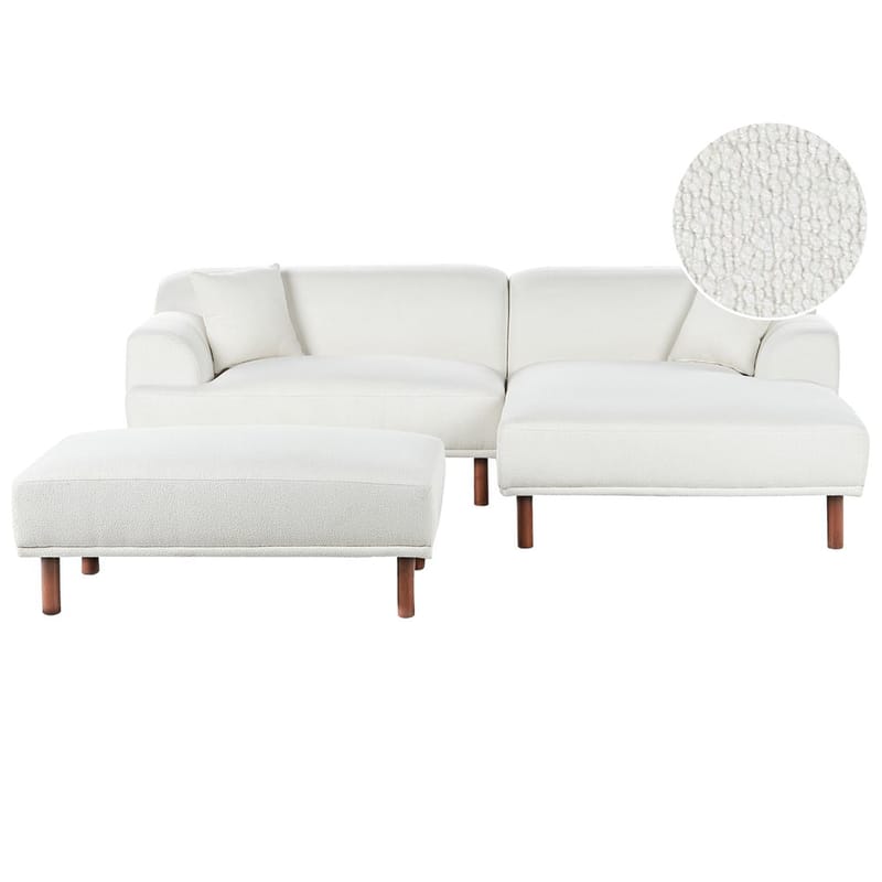 Hjørnesofa med fotskammel Holt - Hvit, brun/Bouclé - Møbler - Sofaer - Hjørnesofa - Hjørnesofa med divan