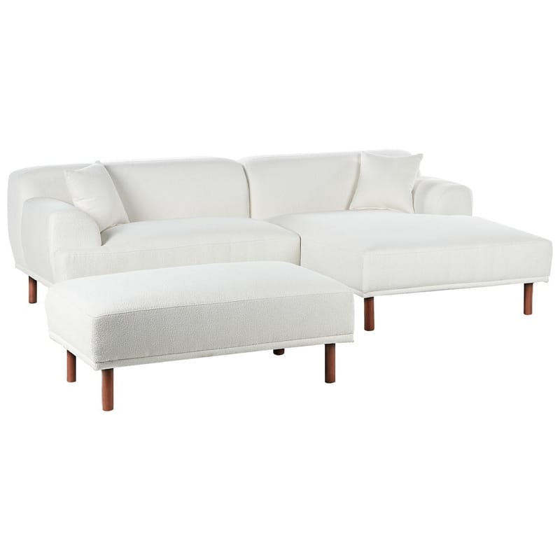 Hjørnesofa med fotskammel Holt - Hvit, brun/Bouclé - Møbler - Sofaer - Hjørnesofa - Hjørnesofa med divan