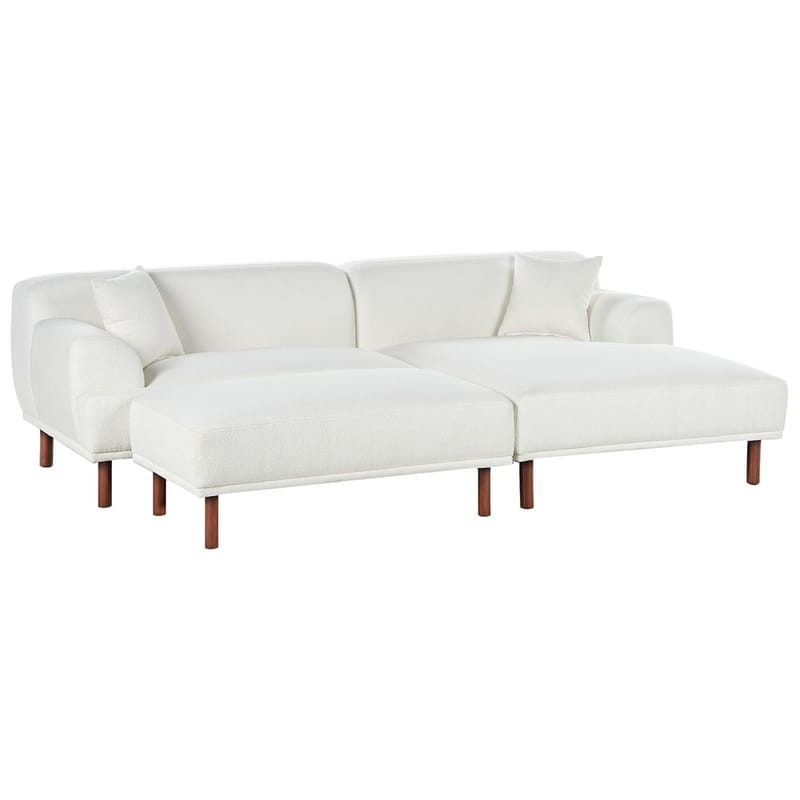 Hjørnesofa med fotskammel Holt - Hvit, brun/Bouclé - Møbler - Sofaer - Hjørnesofa - Hjørnesofa med divan