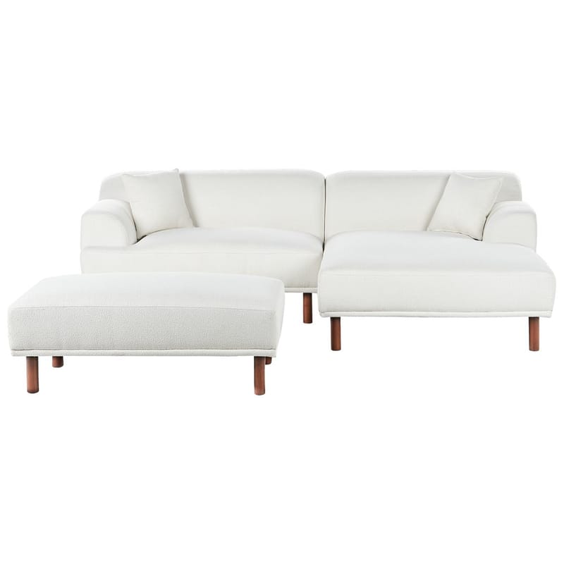 Hjørnesofa med fotskammel Holt - Hvit, brun/Bouclé - Møbler - Sofaer - Hjørnesofa - Hjørnesofa med divan