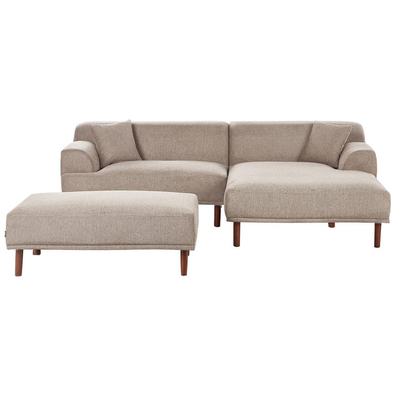Hjørnesofa med fotskammel Holt, Taupe, brun/Polyester