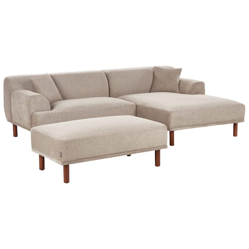 Hjørnesofa med fotskammel Holt - Taupe, brun/Polyester - Møbler - Sofaer - Hjørnesofa - Hjørnesofa med divan