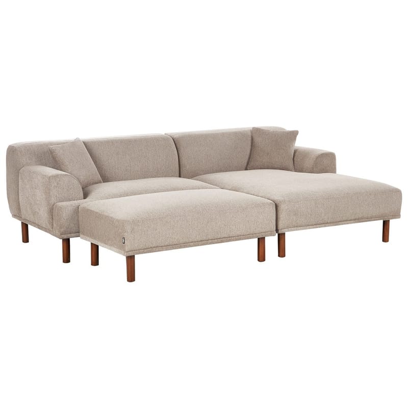 Hjørnesofa med fotskammel Holt - Taupe, brun/Polyester - Møbler - Sofaer - Hjørnesofa - Hjørnesofa med divan