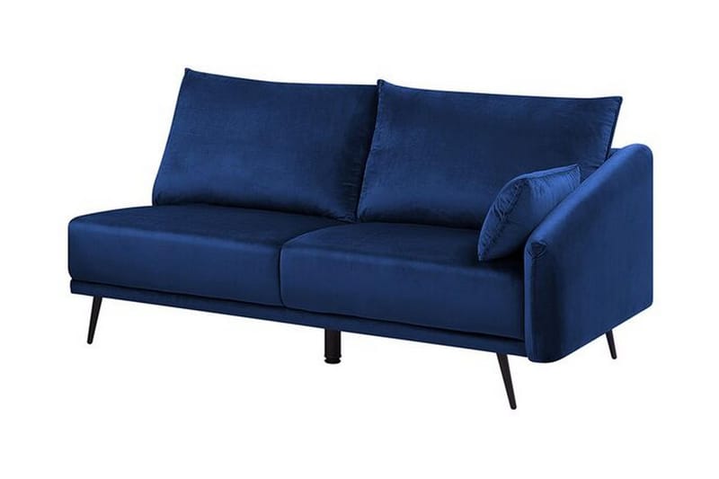 Hjørnesofa med LED-lys Fløyel VARDE - Blå - Sofa med sjeselong - Fløyel sofaer - 3 seters sofa med divan