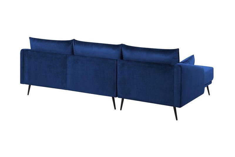 Hjørnesofa med LED-lys Fløyel VARDE - Blå - Møbler - Sofaer - Sofa med sjeselong
