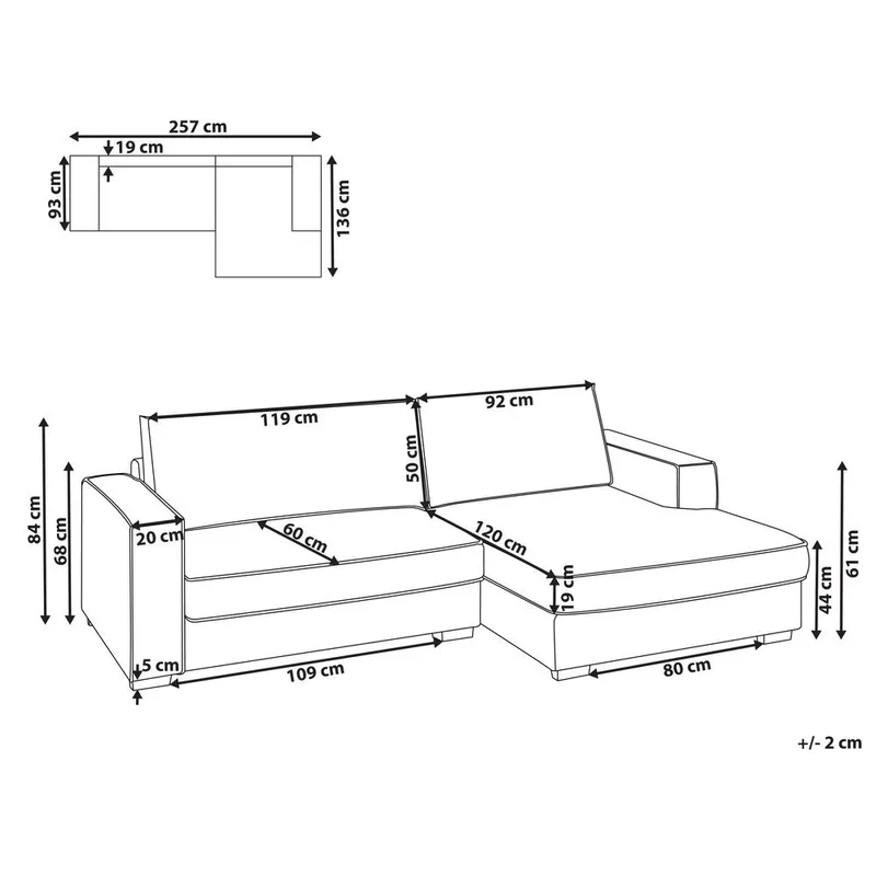 Hjørnesofa Renders - Hvit, Svart - Møbler - Sofaer - Hjørnesofa - Hjørnesofa med divan