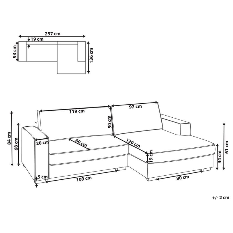 Hjørnesofa Renders - Lys beige - Møbler - Sofaer - Hjørnesofa - Hjørnesofa med divan
