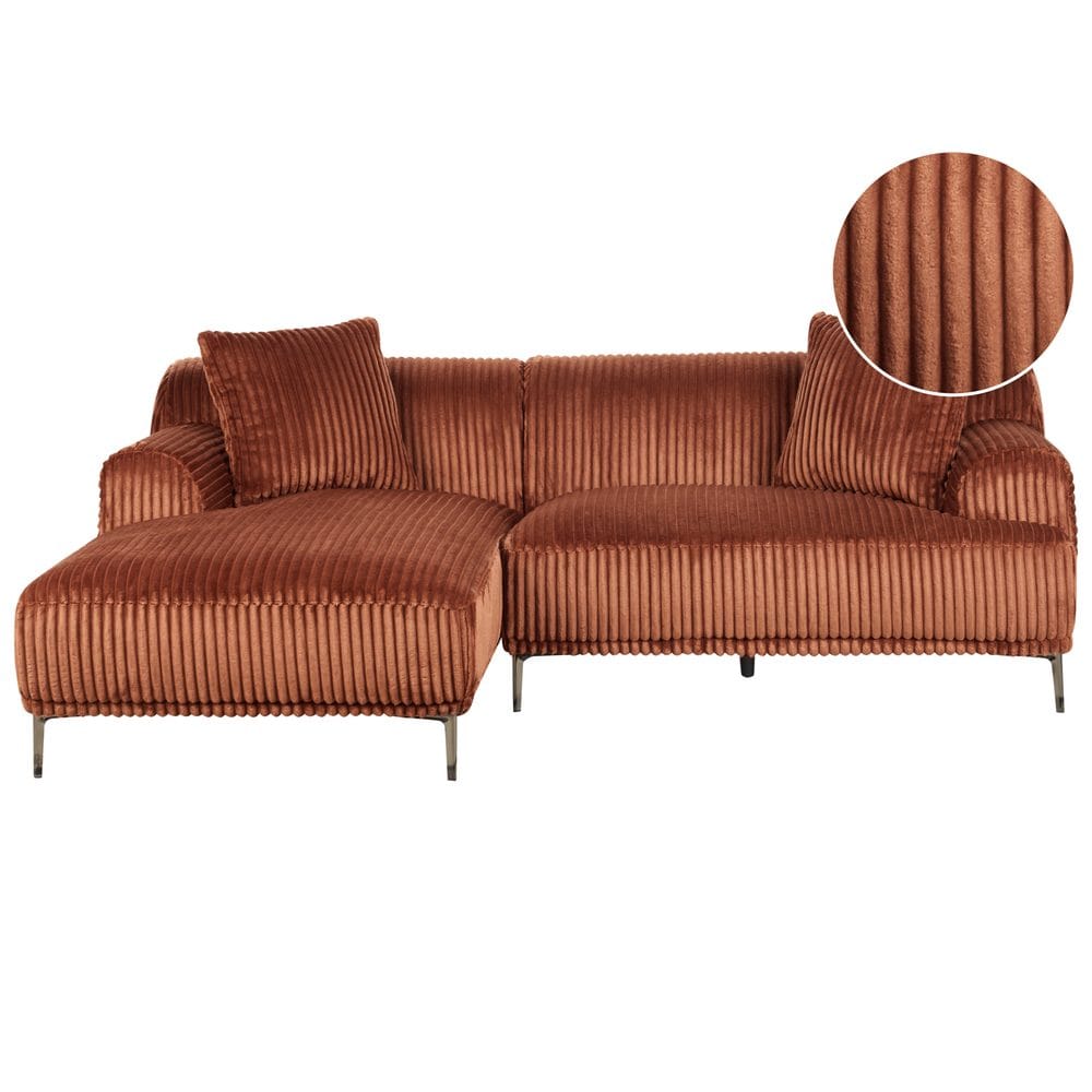 Hjørnesofa Stenum - Brun, messing/Høyrevendt