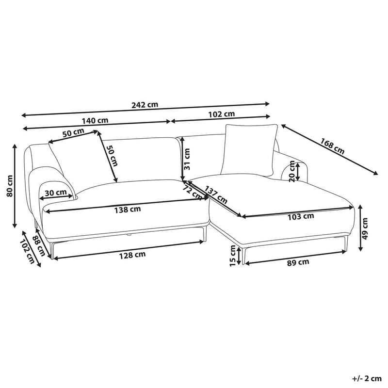 Hjørnesofa Stenum - Brun, messing/Høyrevendt - Møbler - Sofaer - Hjørnesofa - Howard hjørnesofa