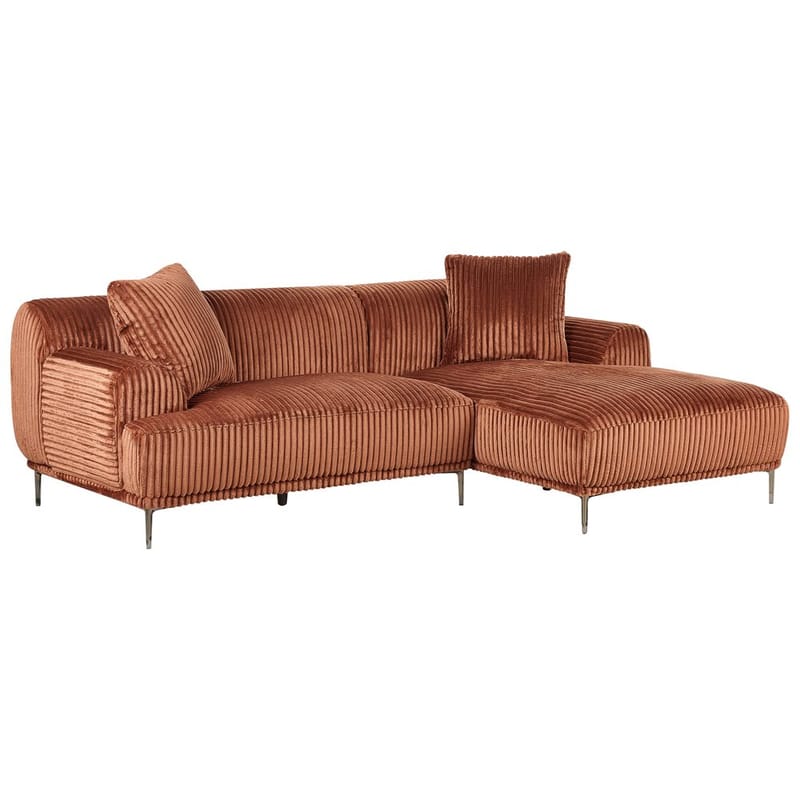 Hjørnesofa Stenum - Brun, messing/Høyrevendt - Møbler - Sofaer - Hjørnesofa