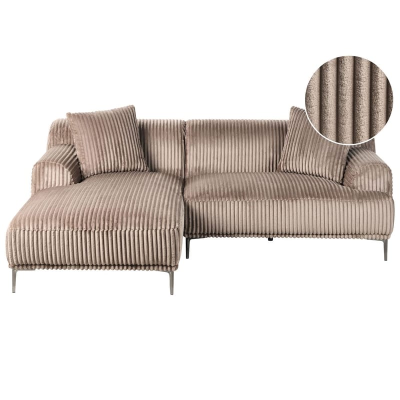 Hjørnesofa Stenum - Lys brun, messing/Høyrevendt - Møbler - Sofaer - Hjørnesofa
