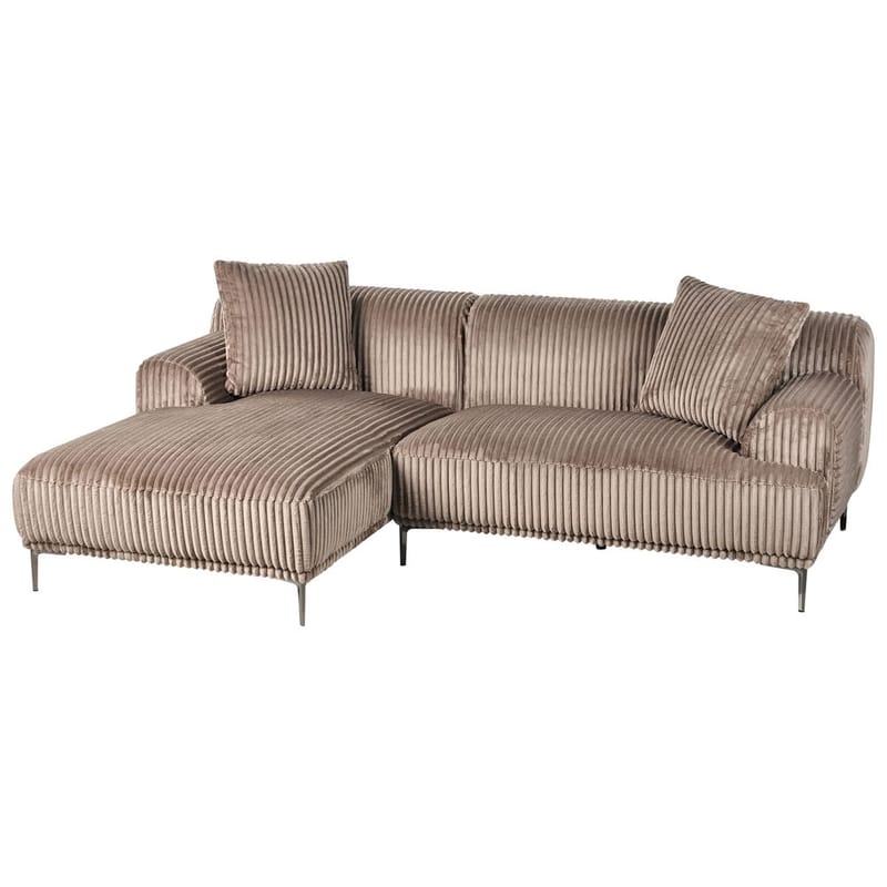 Hjørnesofa Stenum - Lys brun, messing/Høyrevendt - Møbler - Sofaer - Hjørnesofa