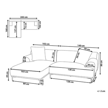 Hjørnesofa Stenum - Lys brun, messing/Høyrevendt - Møbler - Sofaer - Sofa med sjeselong