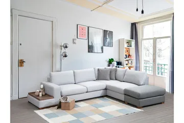 Huelva 5-seter Høyrevendt L-formet Sofa med Sjeselong 308 cm i Stoff - Grå - Møbler - Sofaer - Sofa med sjeselong