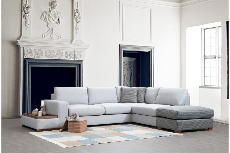 Huelva 5-seter Høyrevendt L-formet Sofa med Sjeselong 308 cm i Stoff - Grå - Møbler - Sofaer - Sofa med sjeselong