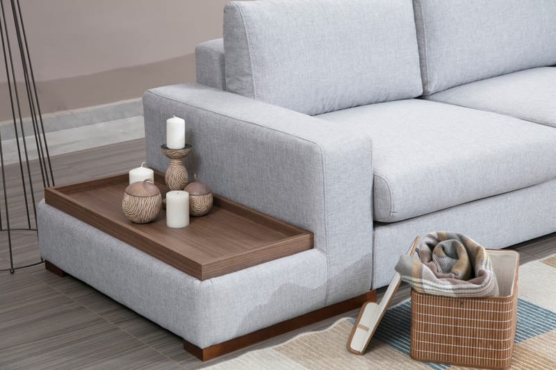 Huelva 5-seter Høyrevendt L-formet Sofa med Sjeselong 308 cm i Stoff - Grå - Møbler - Sofaer - Sofa med sjeselong