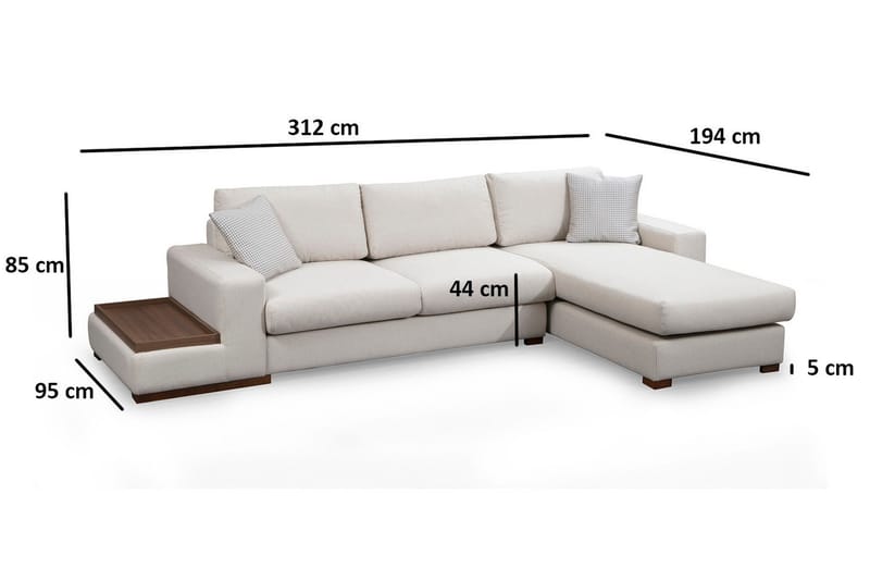 Huelva Divansofa - Beige - Møbler - Sofaer - Sofa med sjeselong