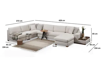 Huelva Divansofa - Beige - Møbler - Sofaer - Hjørnesofa - Hjørnesofa med divan