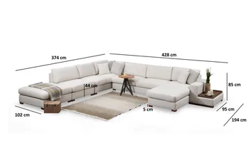 Huelva Divansofa - Beige - Møbler - Sofaer - Hjørnesofa - Hjørnesofa med divan
