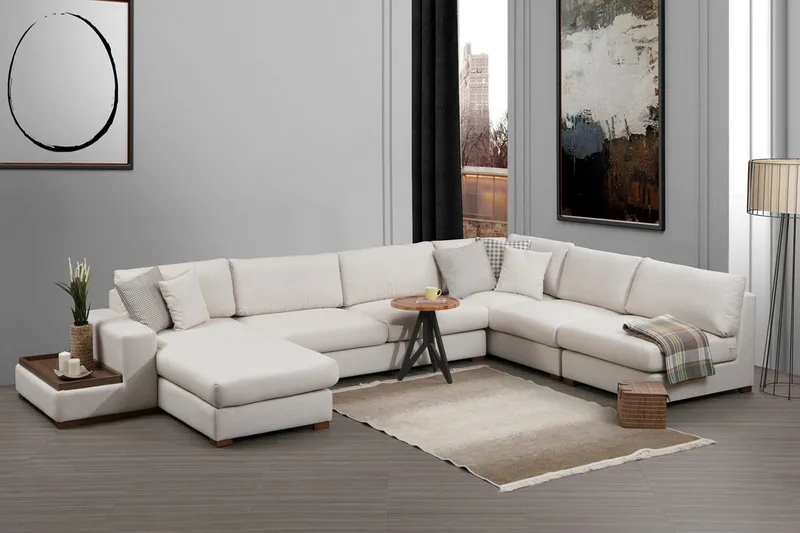 Huelva Divansofa - Beige - Møbler - Sofaer - Sofa med sjeselong