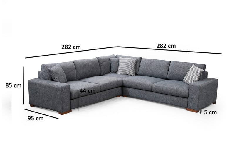 Huelva Divansofa - Grå - Møbler - Sofaer - Sofa med sjeselong
