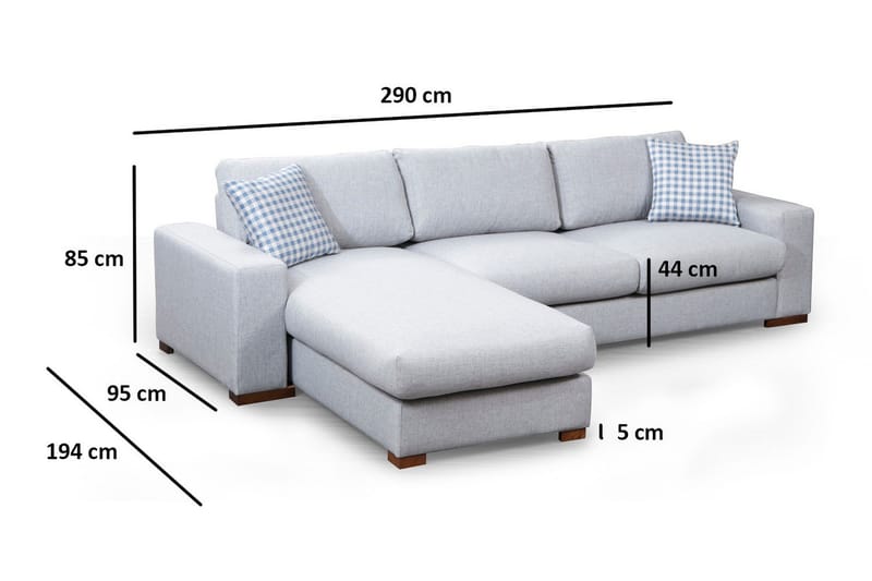 Huelva Divansofa - Grå - Møbler - Sofaer - Sofa med sjeselong