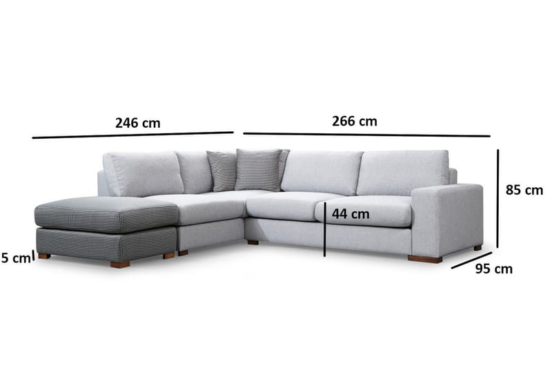 Huelva Divansofa - Grå - Møbler - Sofaer - Sofa med sjeselong