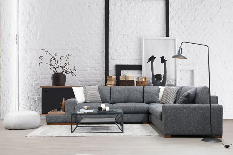 Huelva Divansofa - Grå - Møbler - Sofaer - Hjørnesofa - Hjørnesofa med divan