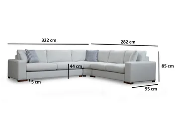 Huelva Høyrevendt L-formet Hjørnesofa 322 cm i Stoff med Brede Armlener - Beige - Møbler - Sofaer - Hjørnesofa