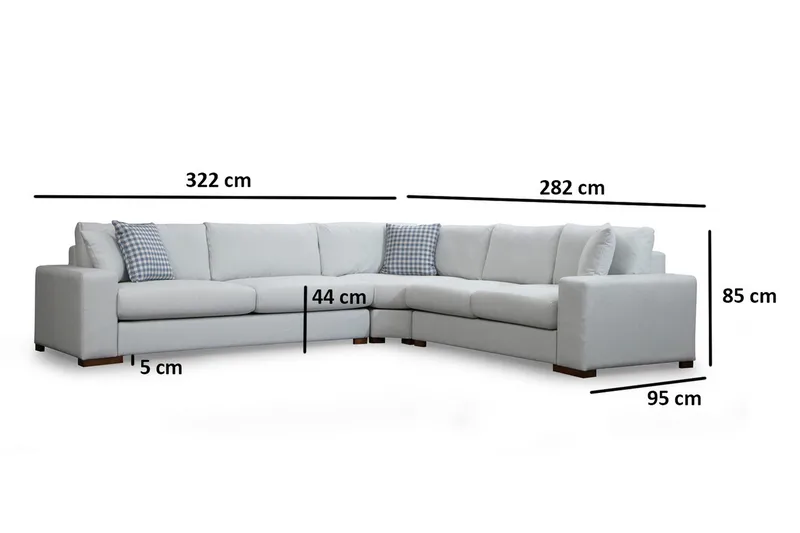Huelva Høyrevendt L-formet Hjørnesofa 322 cm i Stoff med Brede Armlener - Beige - Møbler - Sofaer - Hjørnesofa