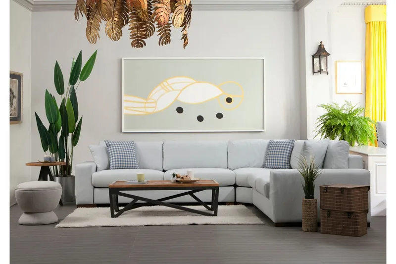 Huelva Høyrevendt L-formet Hjørnesofa 322 cm i Stoff med Brede Armlener - Beige - Møbler - Sofaer - Hjørnesofa