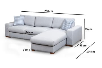 Huelva Høyrevendt L-formet Sofa med Sjeselong 270 cm i Stoff - Grå - Møbler - Sofaer - Sofa med sjeselong