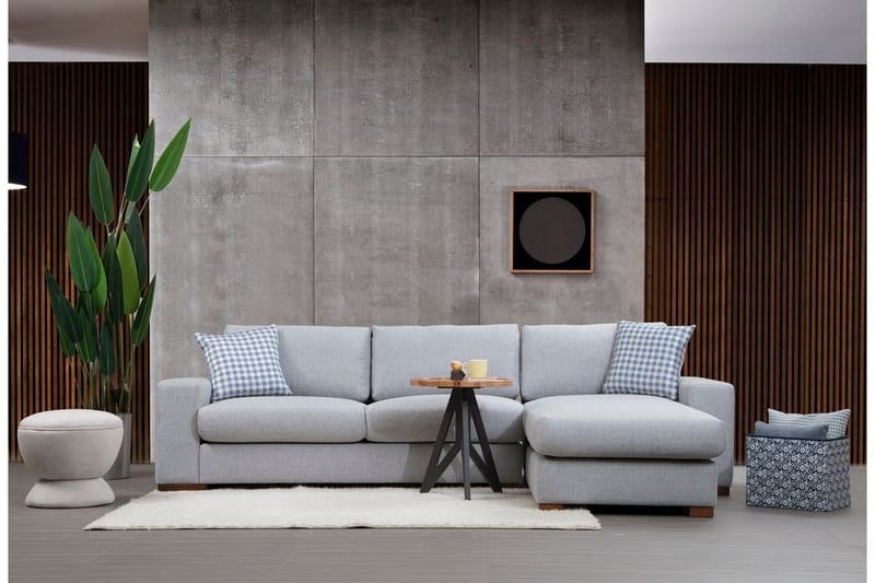 Huelva Høyrevendt L-formet Sofa med Sjeselong 270 cm i Stoff - Grå - Møbler - Sofaer - Sofa med sjeselong