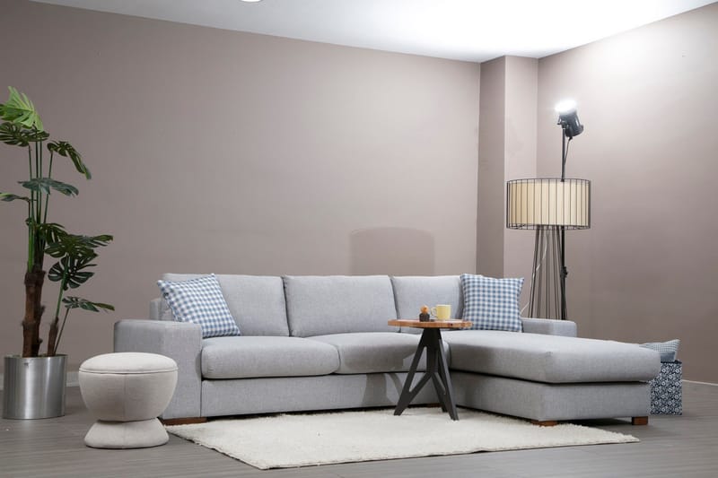 Huelva Høyrevendt L-formet Sofa med Sjeselong 270 cm i Stoff - Grå - Møbler - Sofaer - Sofa med sjeselong