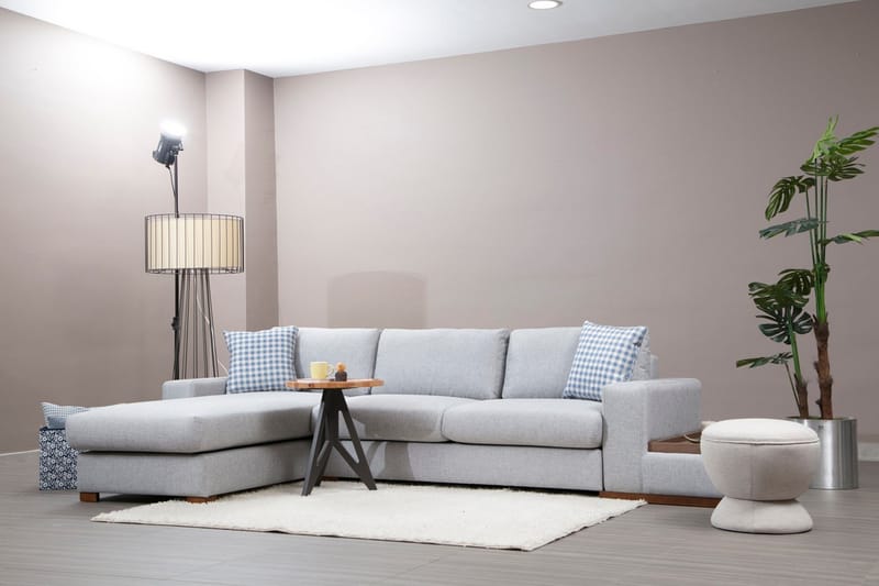 Huelva Venstrevendt L-formet Sofa med Sjeselong 332 cm i Stoff - Grå - Møbler - Sofaer - Sofa med sjeselong