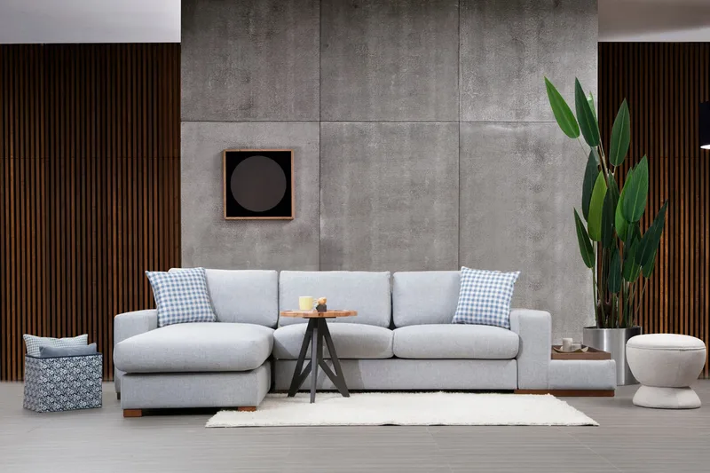 Huelva Venstrevendt L-formet Sofa med Sjeselong 332 cm i Stoff - Grå - Møbler - Sofaer - Sofa med sjeselong