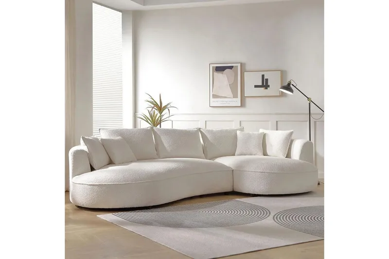 Hungirr Sofa med divan 4-seter - Hvit - Møbler - Sofaer - Sofa med sjeselong