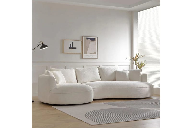 Hungirr Sofa med divan 4-seter - Hvit - Møbler - Sofaer - Sofa med sjeselong