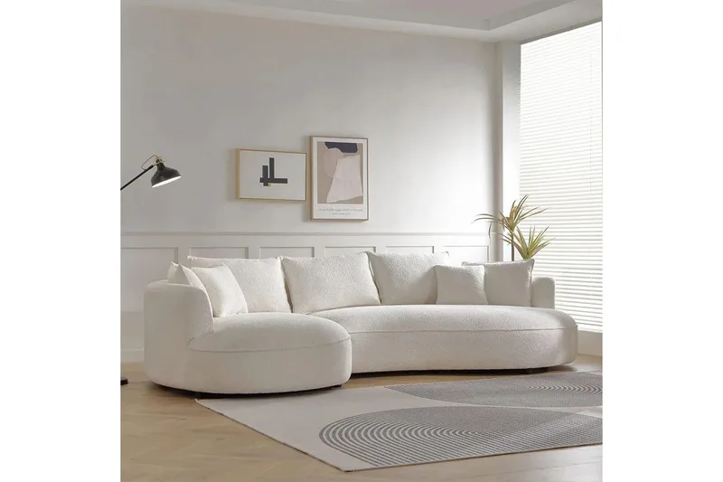 Hungirr Sofa med divan 4-seter - Hvit - Møbler - Sofaer - Sofa med sjeselong