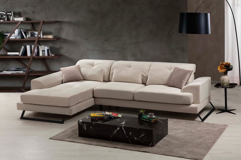 Jaraad Divansofa Høyre - Beige/Svart - Møbler - Sofaer - Sofa med sjeselong