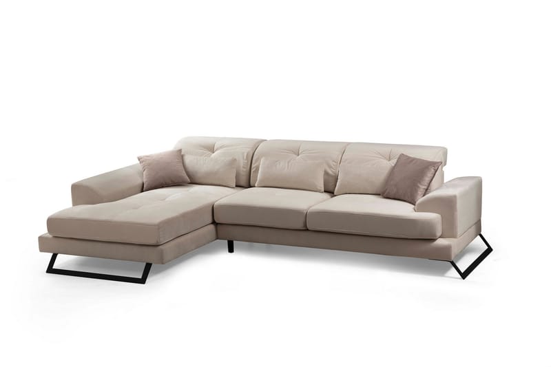 Jaraad Divansofa Høyre - Beige/Svart - Sofa med sjeselong - 4 seters sofa med divan