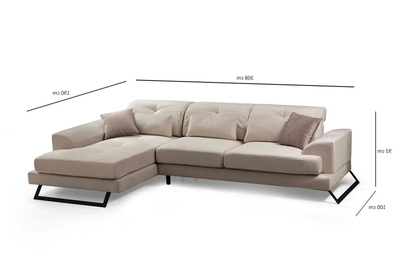 Jaraad Divansofa Høyre - Beige/Svart - Møbler - Sofaer - Sofa med sjeselong