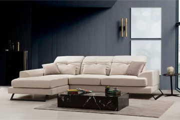Jaraad Divansofa Høyre - Beige/Svart - Møbler - Sofaer - Sofa med sjeselong