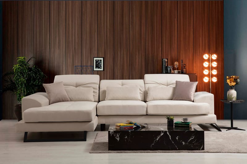 Jaraad Divansofa Høyre - Beige/Svart - Møbler - Sofaer - Sofa med sjeselong